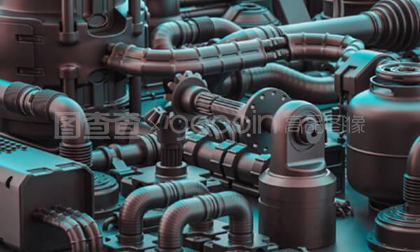 科幻風(fēng)格的管材及機(jī)械零件。